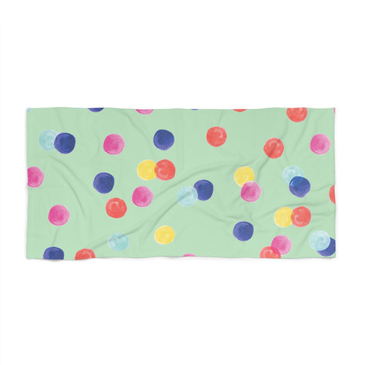 Colorful Polka Dot Beach Towel, Summer Pool Accessory, Gift for Beach Lovers, Vibrant Outdoor Towels, Fun Picnic Essential
