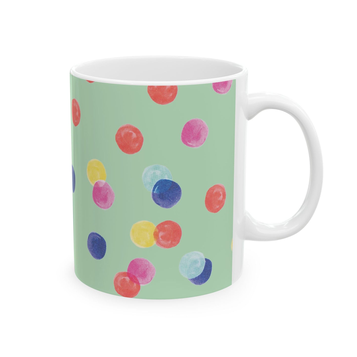Colorful Polka Dot Ceramic Mug | Fun Drinkware for Home, Office, Gifts, Birthdays, and Celebrations