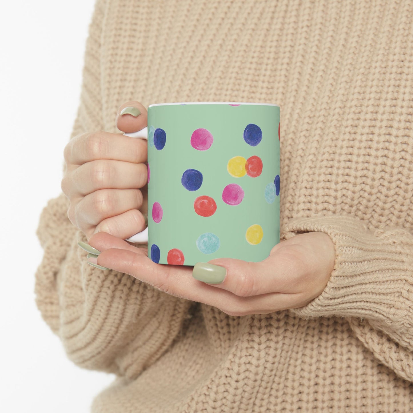 Colorful Polka Dot Ceramic Mug | Fun Drinkware for Home, Office, Gifts, Birthdays, and Celebrations