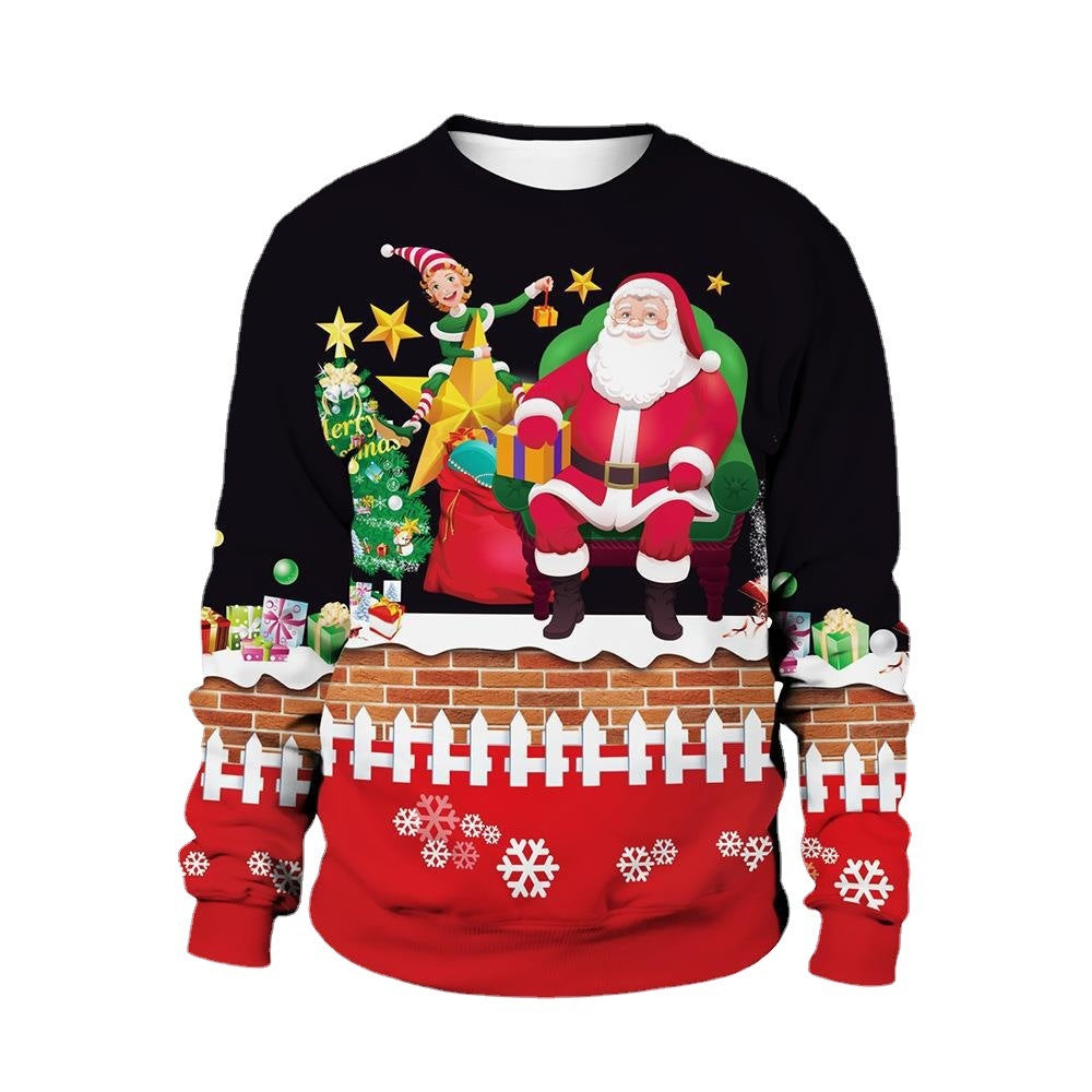 Christmas Clothing Men's And Women's Printed Round Neck Sweater