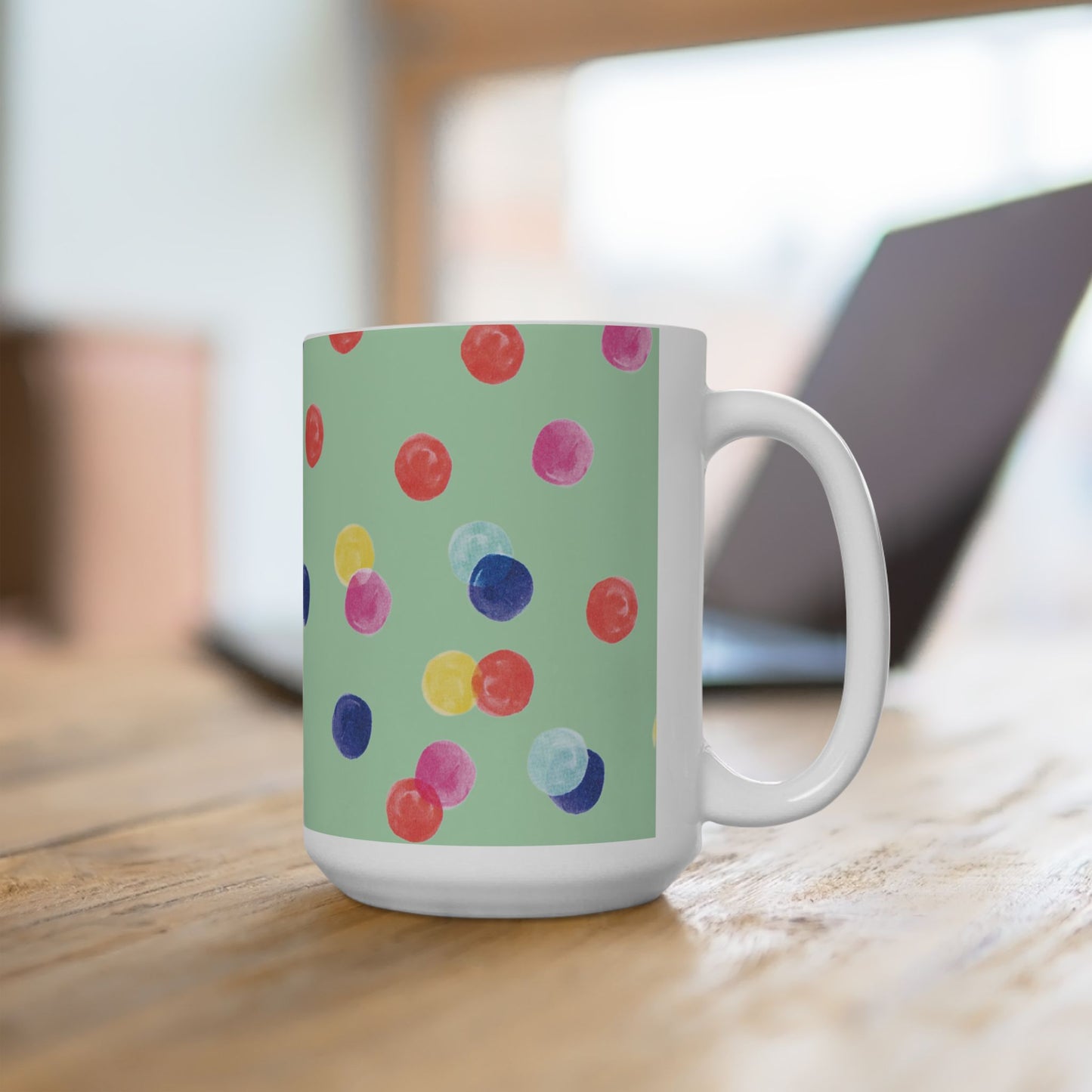 Colorful Polka Dot Ceramic Mug | Fun Drinkware for Home, Office, Gifts, Birthdays, and Celebrations