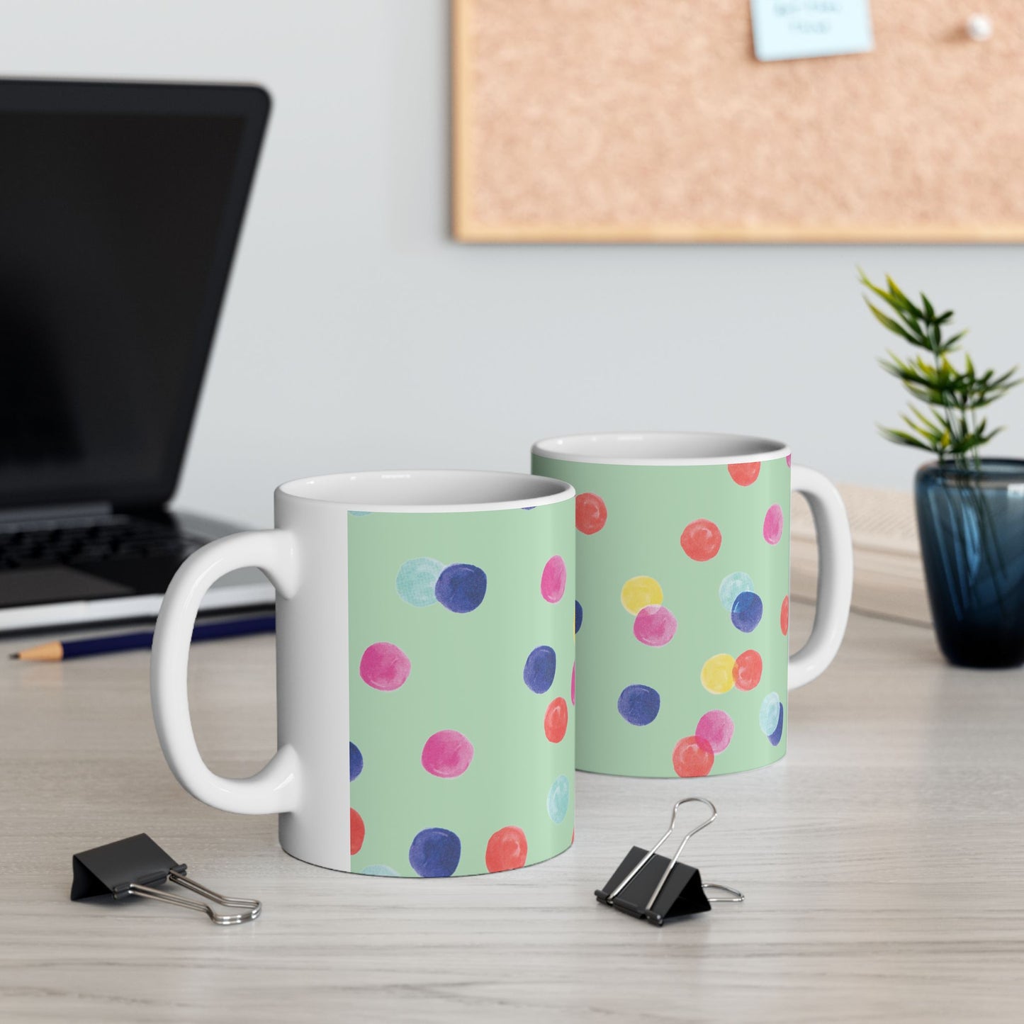 Colorful Polka Dot Ceramic Mug | Fun Drinkware for Home, Office, Gifts, Birthdays, and Celebrations