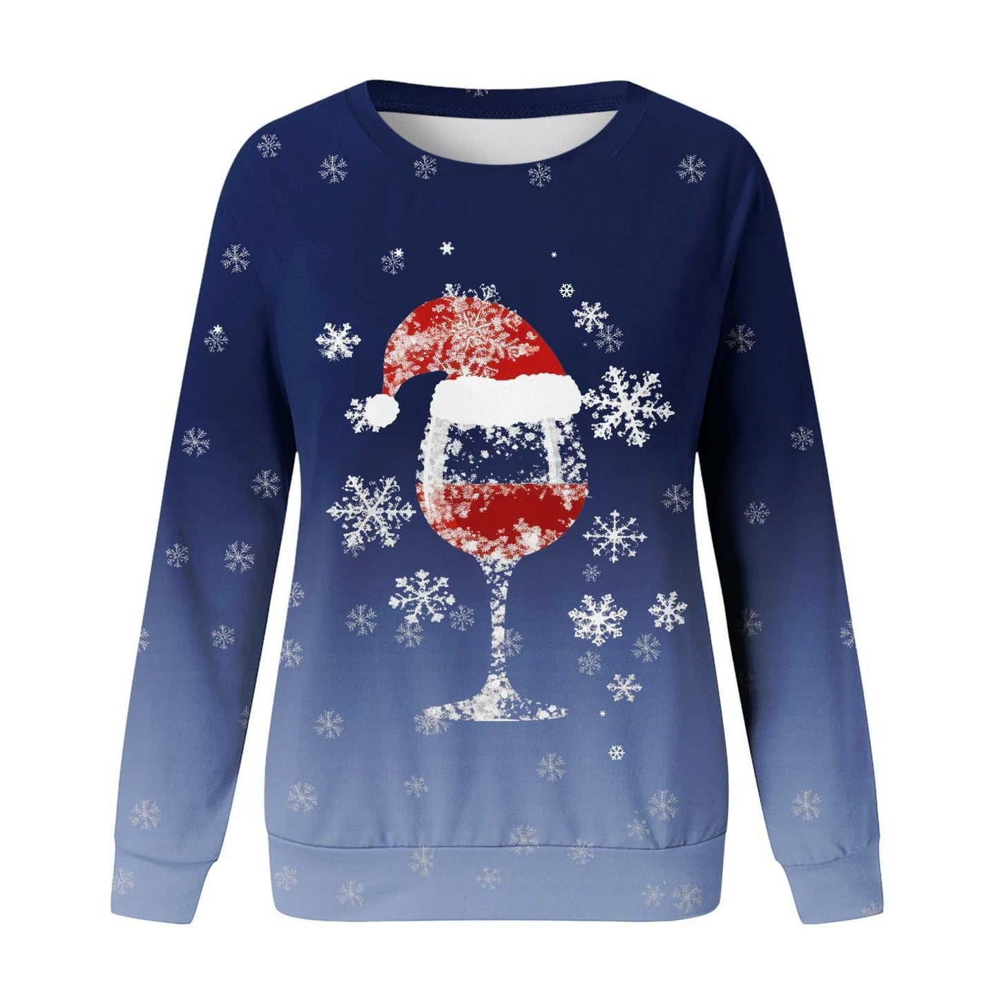 Wine glass Christmas New Women's Round Neck Sweater 3D Digital Printing Casual Women's Clothing