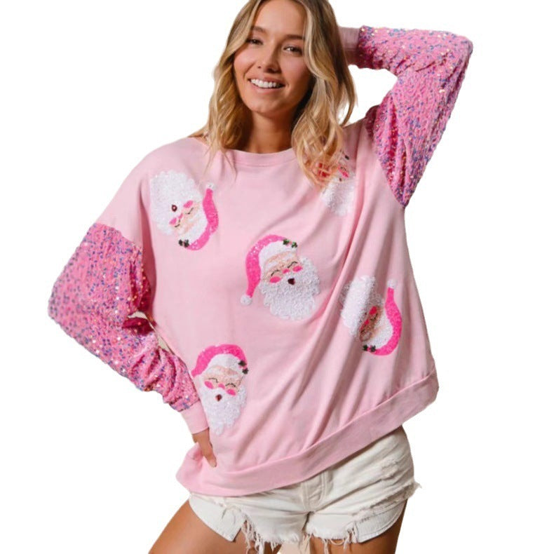 Pink Women's Clothing Christmas Long-sleeved Sweater