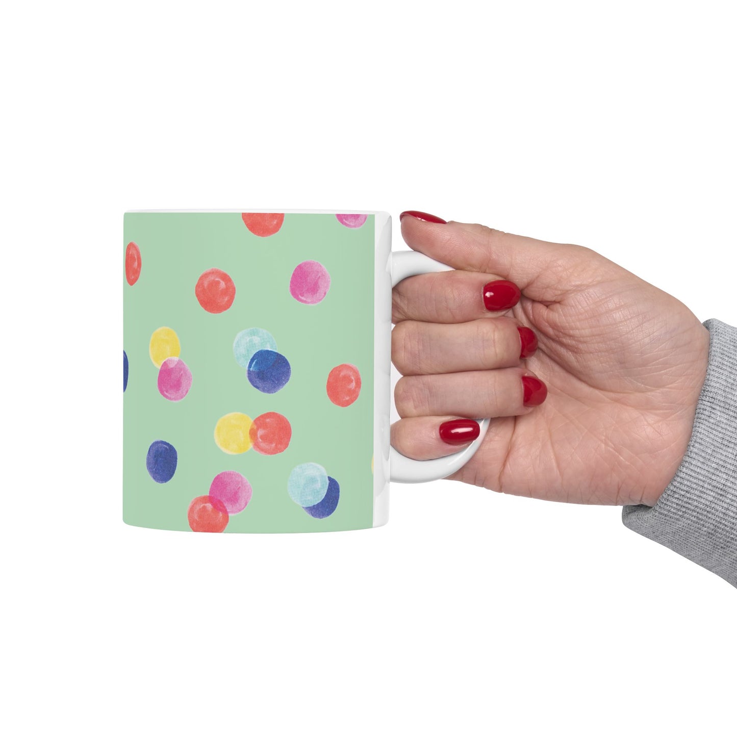 Colorful Polka Dot Ceramic Mug | Fun Drinkware for Home, Office, Gifts, Birthdays, and Celebrations