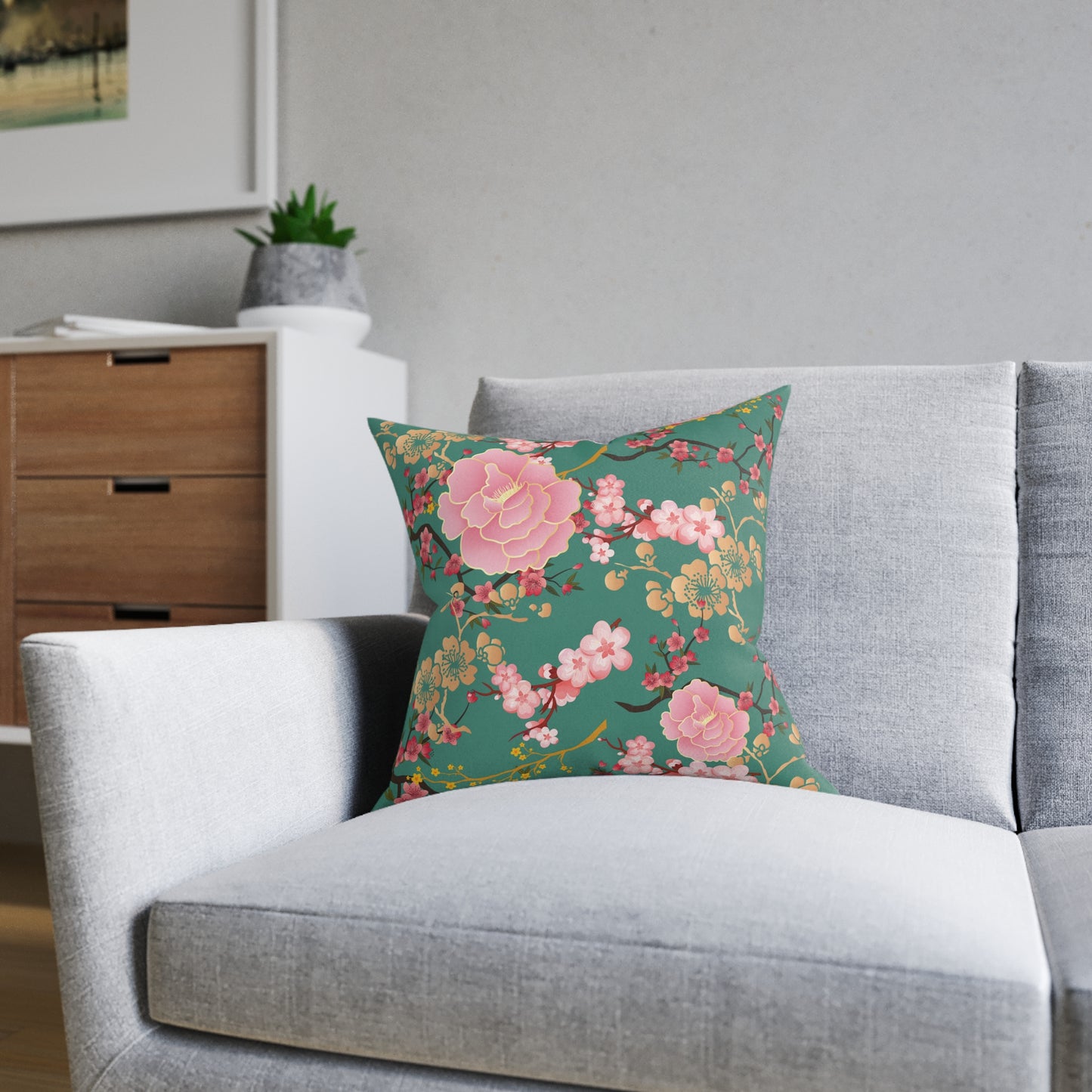 Floral Square Pillow, Decorative Throw Cushion, Living Room Accent, Home Decor, Gift for Mom, Spring Decor, Cozy Bedroom