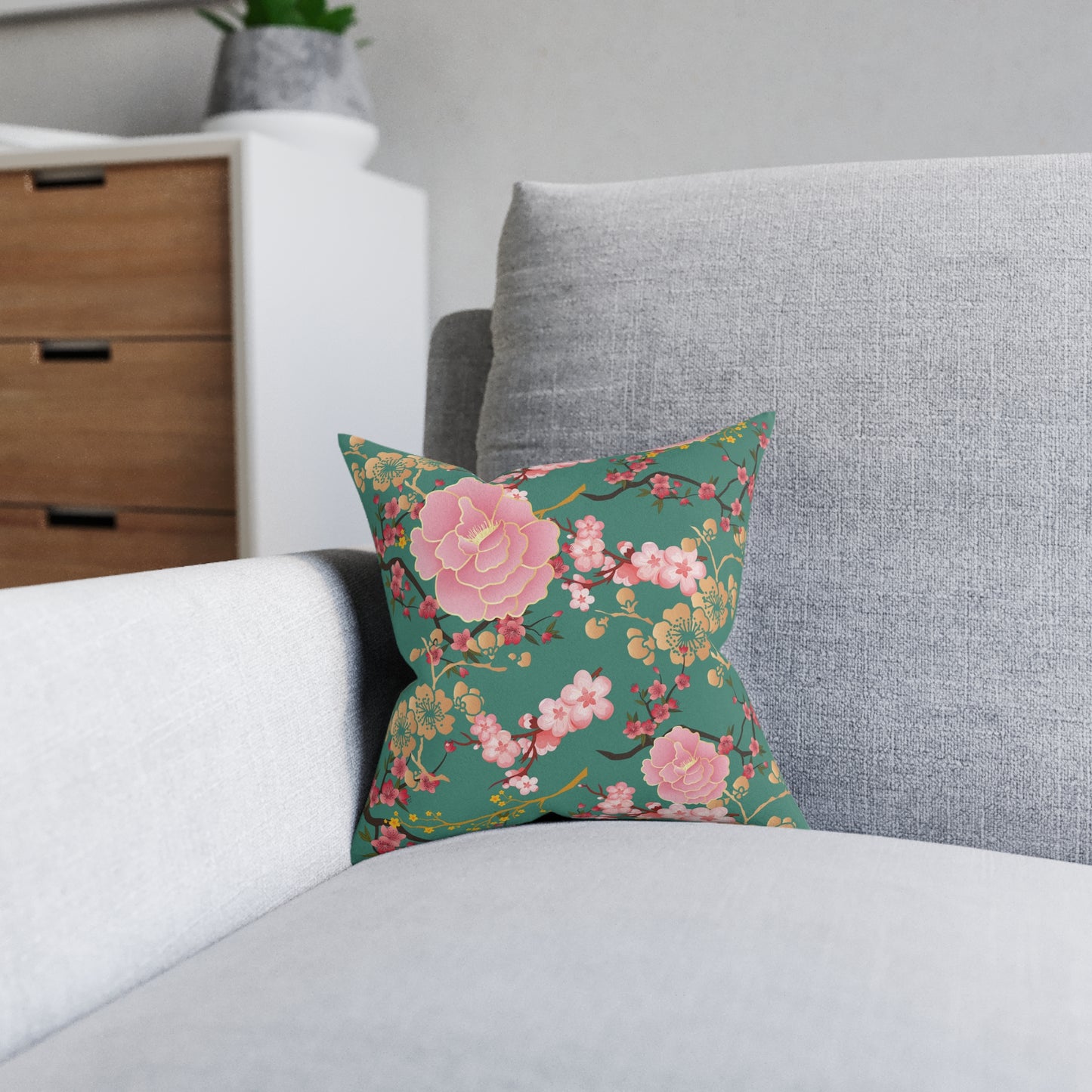 Floral Square Pillow, Decorative Throw Cushion, Living Room Accent, Home Decor, Gift for Mom, Spring Decor, Cozy Bedroom