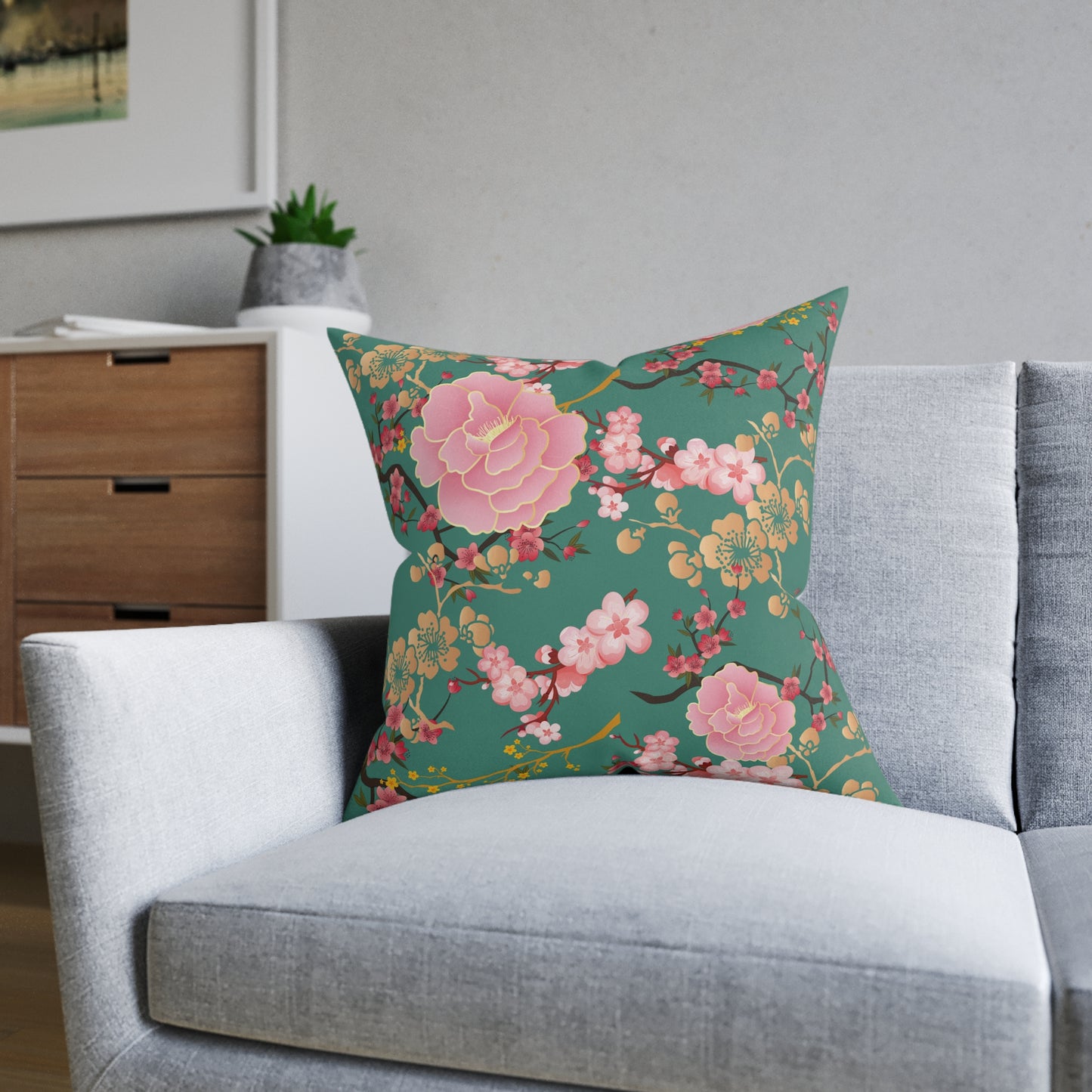 Floral Square Pillow, Decorative Throw Cushion, Living Room Accent, Home Decor, Gift for Mom, Spring Decor, Cozy Bedroom