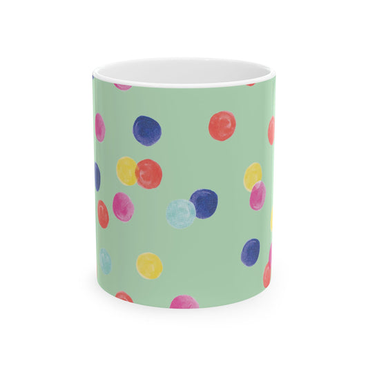Colorful Polka Dot Ceramic Mug | Fun Drinkware for Home, Office, Gifts, Birthdays, and Celebrations