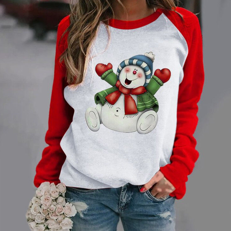 Snowman Top Printed Long Sleeve Women's Clothing
