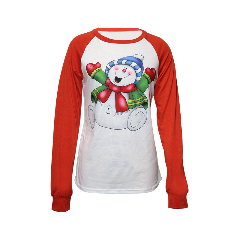 Snowman Top Printed Long Sleeve Women's Clothing